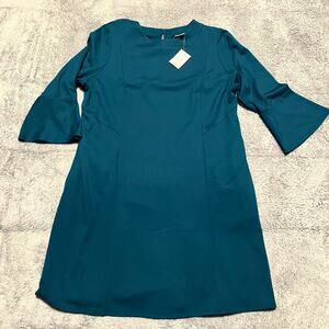 J Jill Dress Womens Large Petite Mid Knee Length Persian Blue Half Sleeve